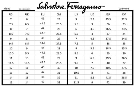 salvatore ferragamo size chart